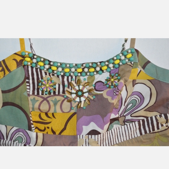 Cabi Style #107 Patchwork Beaded Sundress Size 2 Empire Waist - Picture 4 of 8
